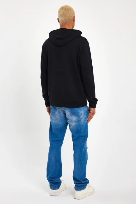 Süperlife Kapşonlu Uzun Kollu Baskılı Dar Kalıp İnce Erkek Sweatshirt SPR 2019K61