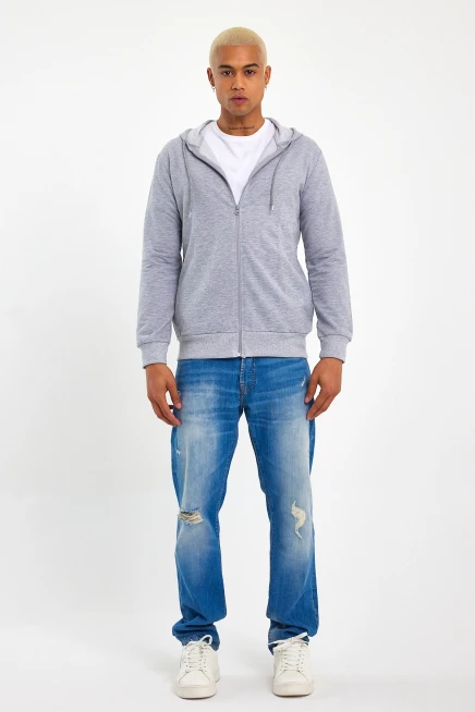 Süperlife Erkek Kapşonlu Regular Fit Yan Cepli İnce Hırka SPR 20K62