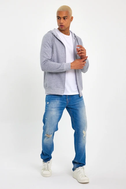 Süperlife Erkek Kapşonlu Regular Fit Yan Cepli İnce Hırka SPR 20K62