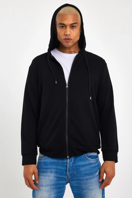 Süperlife Erkek Kapşonlu Regular Fit Yan Cepli İnce Hırka SPR 20K62