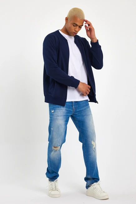 Süperlife Erkek Kalın Floda Cepli Regular Fit İnce Hırka SPR 20K63