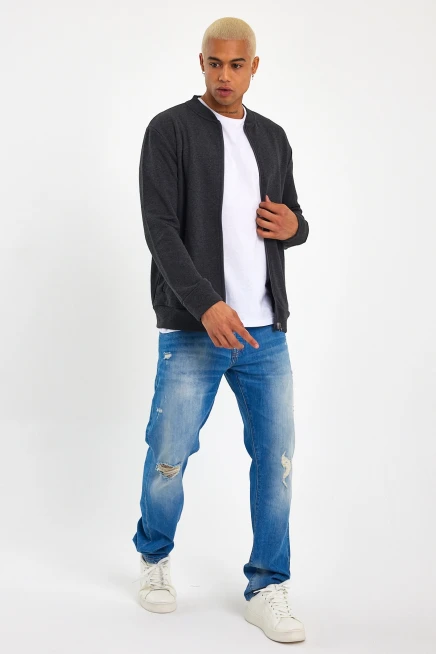 Süperlife Erkek Kalın Floda Cepli Regular Fit İnce Hırka SPR 20K63