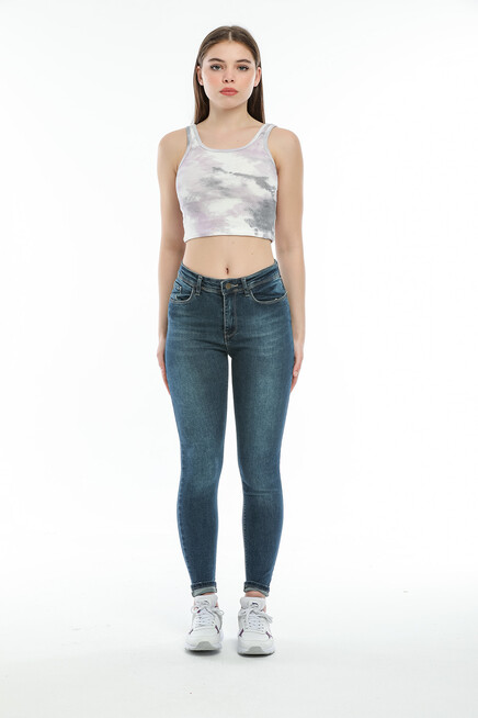 Süperlife Kadın Crop Örme Slim Fit  Atlet-Tişort  SPR21Y12