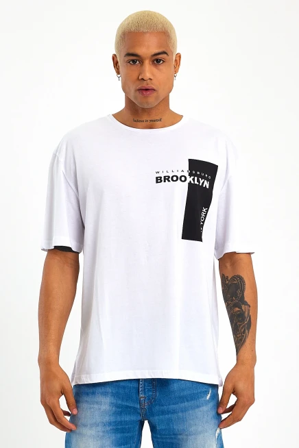 Süperlife Erkek Bisiklet Yaka Slim Fit Baskılı Tişort SPR21Y21 