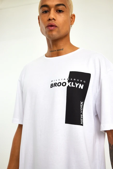 Süperlife Erkek Bisiklet Yaka Slim Fit Baskılı Tişort SPR21Y21 