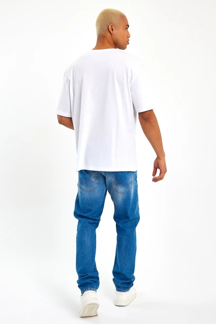 Süperlife Erkek Bisiklet Yaka Slim Fit Baskılı Tişort SPR21Y21 