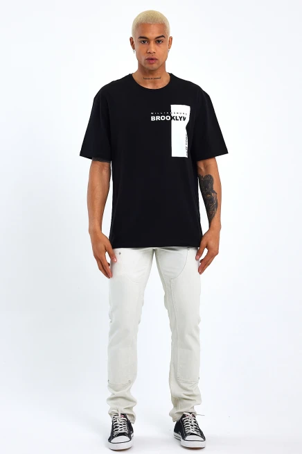 Süperlife Erkek Bisiklet Yaka Slim Fit Baskılı Tişort SPR21Y21 