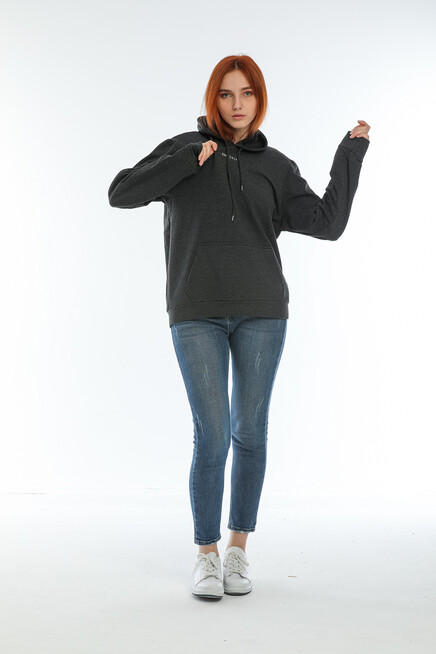 Süperlife Kadın Kapüşonlu Oversize Brooklyn Baskılı İnce Sweatshirt SPR22SWK161