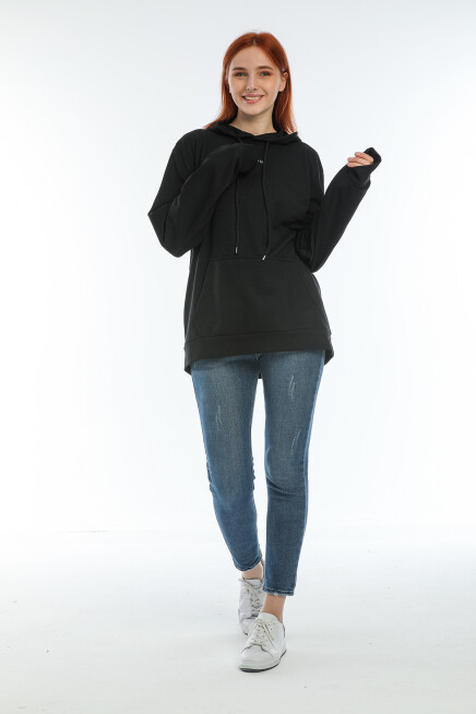 Süperlife Kadın Kapüşonlu Oversize Brooklyn Baskılı İnce Sweatshirt SPR22SWK161