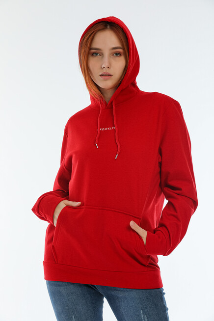 Süperlife Kadın Kapüşonlu Oversize Brooklyn Baskılı İnce Sweatshirt SPR22SWK161