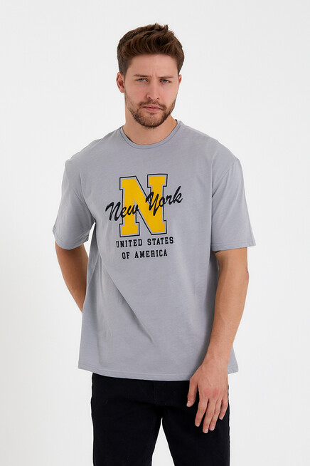 Süperlife Erkek Bisiklet Yaka Regular Fit N Baskılı Tişort SPR22TS113