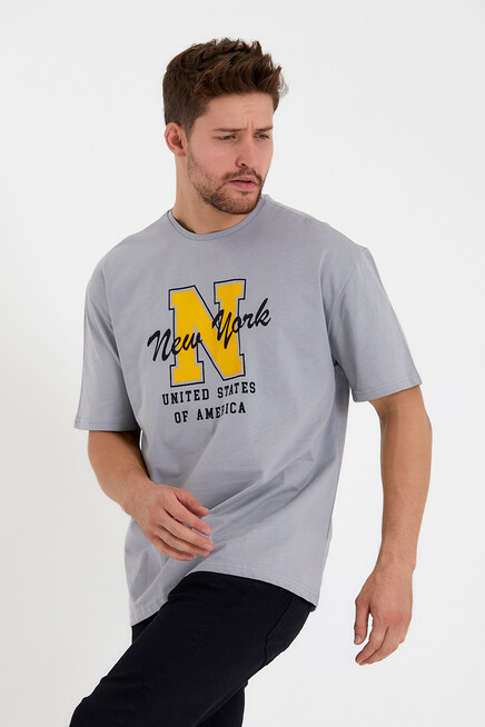 Süperlife Erkek Bisiklet Yaka Regular Fit N Baskılı Tişort SPR22TS113