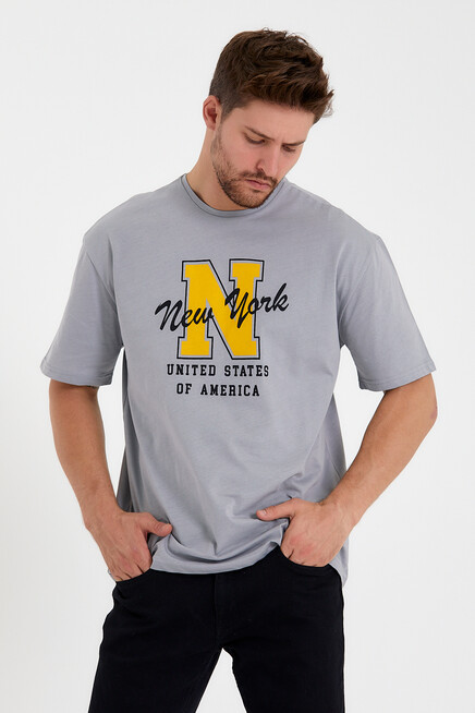 Süperlife Erkek Bisiklet Yaka Regular Fit N Baskılı Tişort SPR22TS113