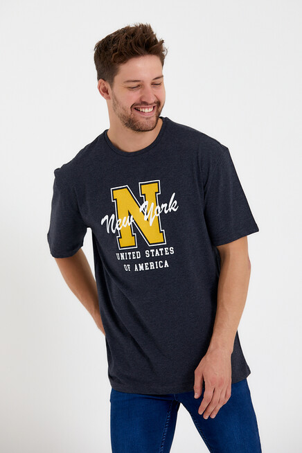 Süperlife Erkek Bisiklet Yaka Regular Fit N Baskılı Tişort SPR22TS113