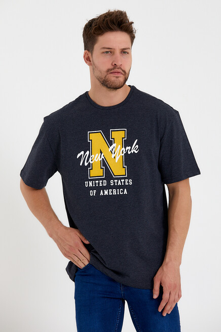 Süperlife Erkek Bisiklet Yaka Regular Fit N Baskılı Tişort SPR22TS113