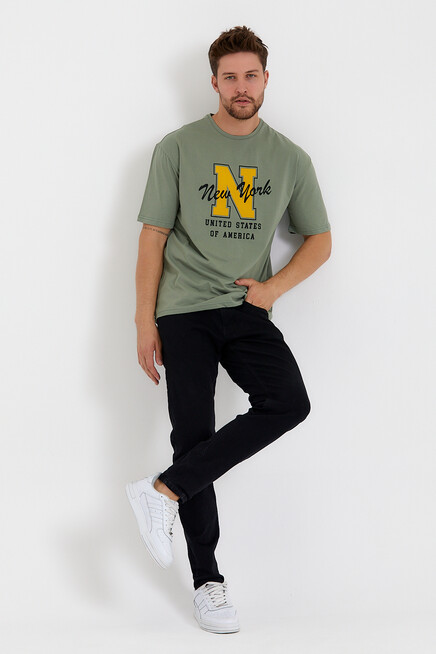 Süperlife Erkek Bisiklet Yaka Regular Fit N Baskılı Tişort SPR22TS113