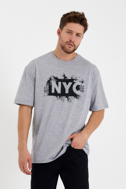 Süperlife Erkek Bisiklet Yaka Regular Fit NYC Baskılı Tişort SPR22TS114