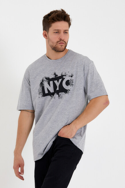 Süperlife Erkek Bisiklet Yaka Regular Fit NYC Baskılı Tişort SPR22TS114