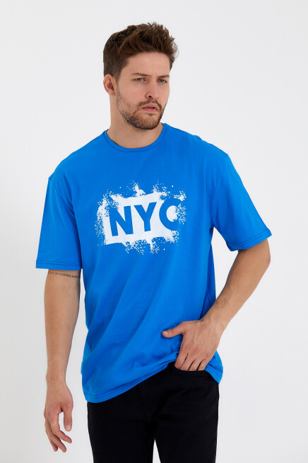 Süperlife Erkek Bisiklet Yaka Regular Fit NYC Baskılı Tişort SPR22TS114