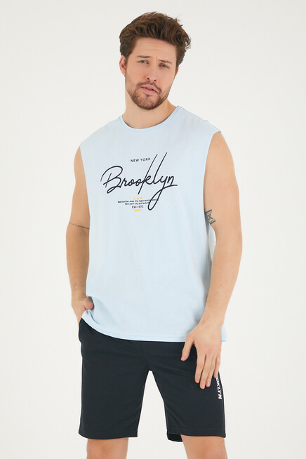 Süperlife Erkek Bisiklet Yaka Regular Fit Brooklyn Baskılı Tişört SPR22TS115