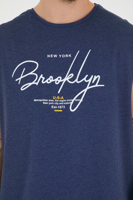 Süperlife Erkek Bisiklet Yaka Regular Fit Brooklyn Baskılı Tişört SPR22TS115