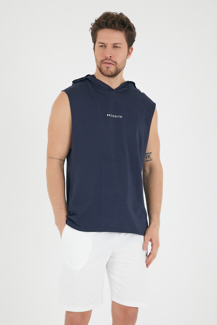 Süperlife Erkek Kapşonlu Regular Fit Brooklyn Baskılı Tişört SPR22TS121