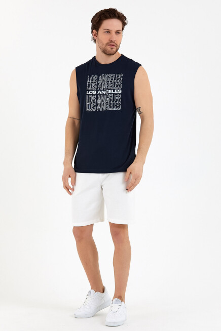 Süperlife Erkek Bisiklet Yaka Regular Fit  Los Angeles Baskılı Tişort SPR22TS123