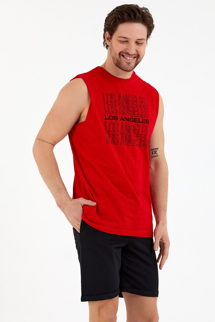 Süperlife Erkek Bisiklet Yaka Regular Fit  Los Angeles Baskılı Tişort SPR22TS123