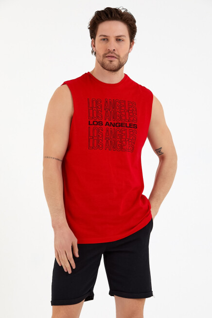 Süperlife Erkek Bisiklet Yaka Regular Fit  Los Angeles Baskılı Tişort SPR22TS123