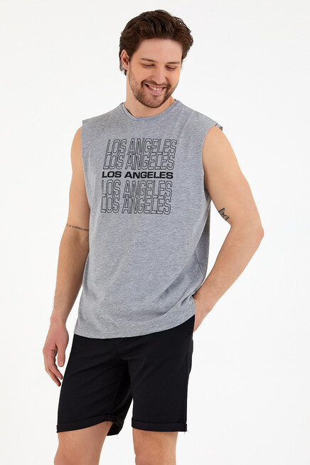 Süperlife Erkek Bisiklet Yaka Regular Fit  Los Angeles Baskılı Tişort SPR22TS123