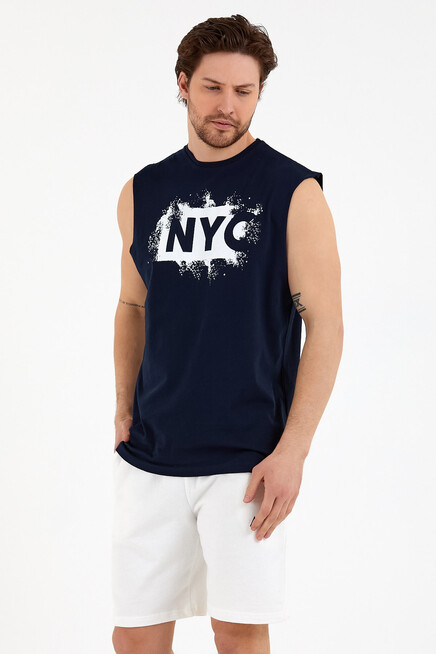 Süperlife Erkek Bisiklet Yaka Regular Fit NYC Baskılı Tişort SPR22TS124