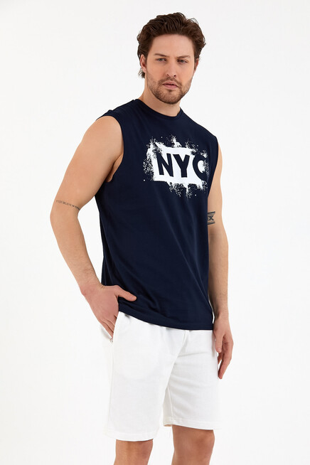 Süperlife Erkek Bisiklet Yaka Regular Fit NYC Baskılı Tişort SPR22TS124