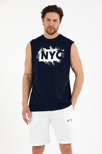 Süperlife Erkek Bisiklet Yaka Regular Fit NYC Baskılı Tişort SPR22TS124