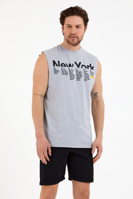 Süperlife Erkek Bisiklet Yaka Regular Fit New York Baskılı Tişort SPR22TS125