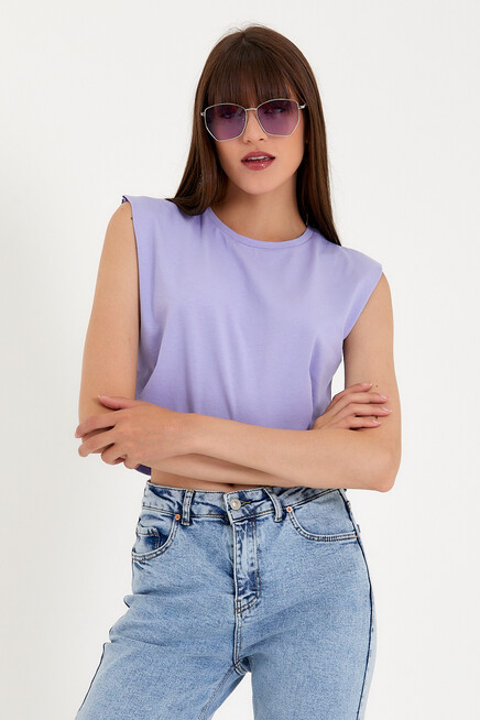 Süperlife Kadın Regular Fit Crop Tişort SPR22TSK128