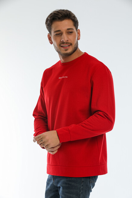 Süperlife Erkek Bisiklet Yaka Regular Fit Brooklyn Baskılı İnce Sweatshirt SPR22SW132