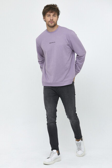 Süperlife Erkek Bisiklet Yaka Regular Fit Brooklyn Baskılı İnce Sweatshirt SPR22SW132