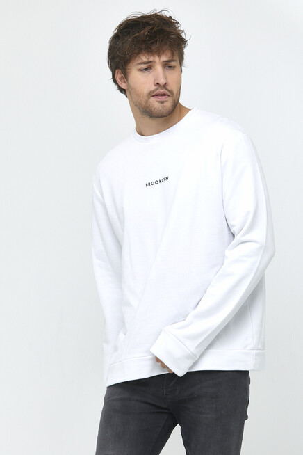 Süperlife Erkek Bisiklet Yaka Regular Fit Brooklyn Baskılı İnce Sweatshirt SPR22SW132