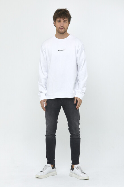 Süperlife Erkek Bisiklet Yaka Regular Fit Brooklyn Baskılı İnce Sweatshirt SPR22SW132