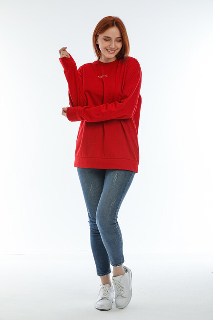 Süperlife Kadın Bisiklet Yaka Oversize Fit Brooklyn Baskılı Sweatshirt SPR22SWK030