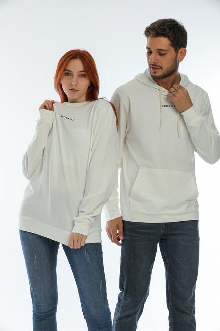 Süperlife Kadın Bisiklet Yaka Oversize Fit Brooklyn Baskılı Sweatshirt SPR22SWK030