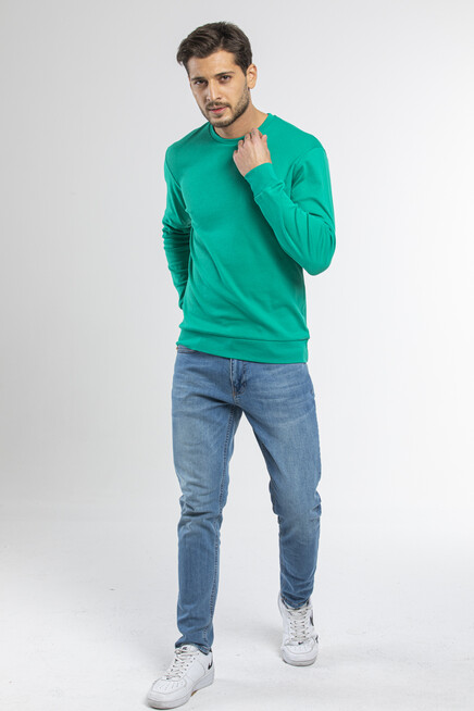 Süperlife Bisiklet Yaka Uzun Kollu Dar Kalıp İnce  Erkek Sweatshirt SPR2019K18