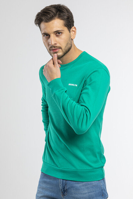 Süperlife Bisiklet Yaka Uzun Kollu Dar Kalıp İnce  Erkek Sweatshirt SPR2019K18