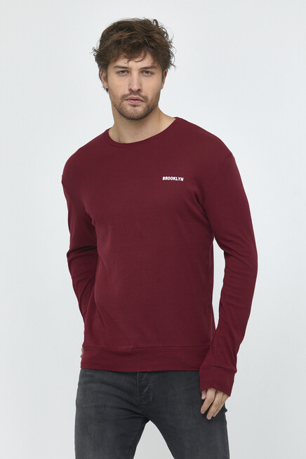 Süperlife Bisiklet Yaka Uzun Kollu Dar Kalıp İnce  Erkek Sweatshirt SPR2019K18