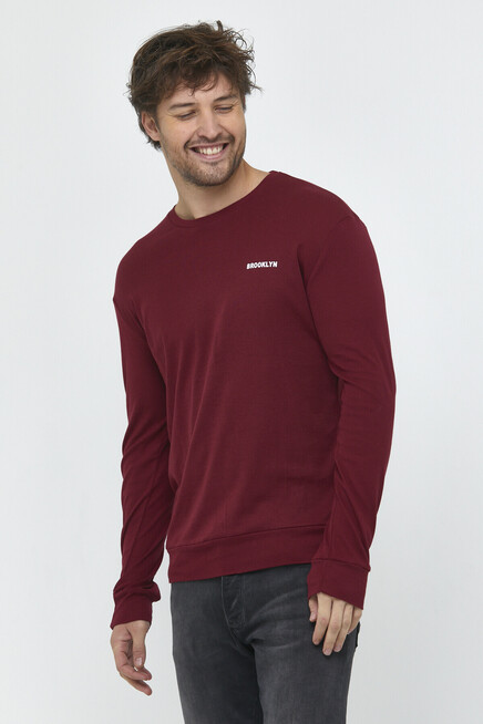 Süperlife Bisiklet Yaka Uzun Kollu Dar Kalıp İnce  Erkek Sweatshirt SPR2019K18