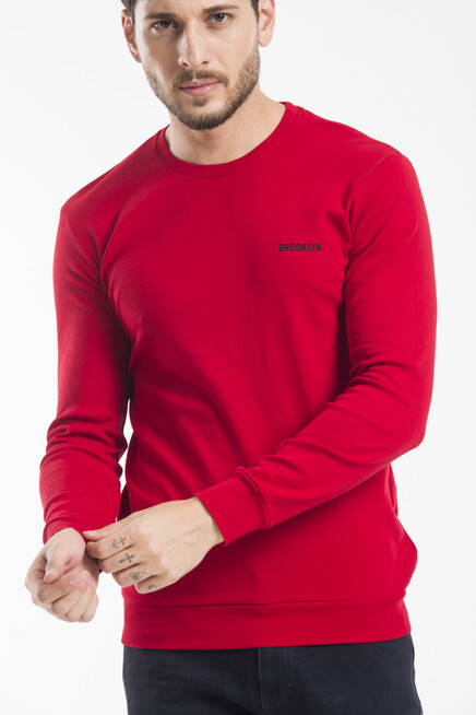 Süperlife Bisiklet Yaka Uzun Kollu Dar Kalıp İnce  Erkek Sweatshirt SPR2019K18