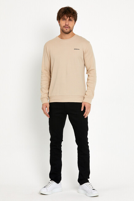 Süperlife Bisiklet Yaka Uzun Kollu Dar Kalıp İnce  Erkek Sweatshirt SPR2019K18