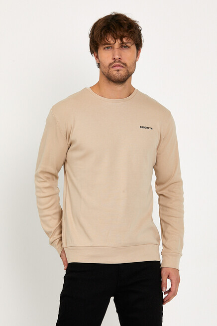 Süperlife Bisiklet Yaka Uzun Kollu Dar Kalıp İnce  Erkek Sweatshirt SPR2019K18