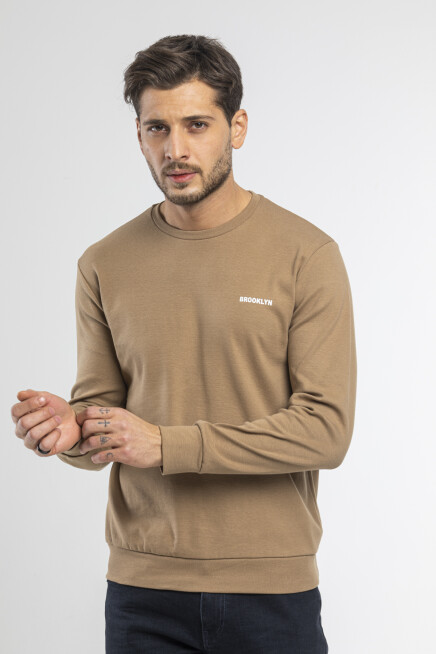 Süperlife Bisiklet Yaka Uzun Kollu Dar Kalıp İnce  Erkek Sweatshirt SPR2019K18