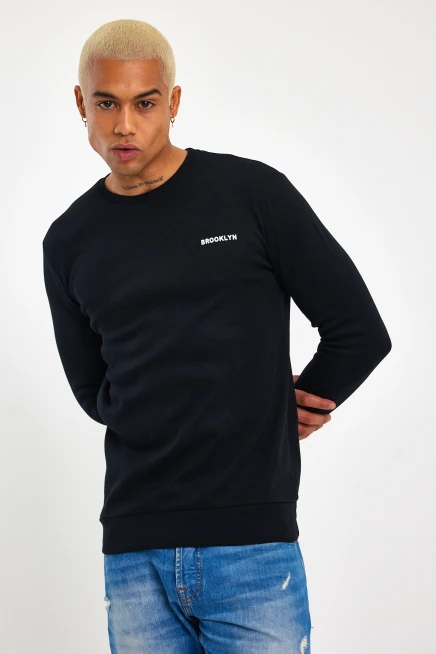 Süperlife Bisiklet Yaka Uzun Kollu Dar Kalıp İnce  Erkek Sweatshirt SPR2019K18